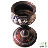 قندان سفالی طرح دار (رنگ: بنفش)