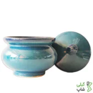 قندان سفالی ساده (رنگ: آبی فیروزه ای)