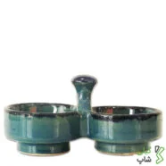 نمکدان سفالی (رنگ: آبی فیروزه ای)