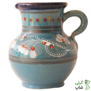سس خوری سفالی طرح دار (آبی فیروزه ای)