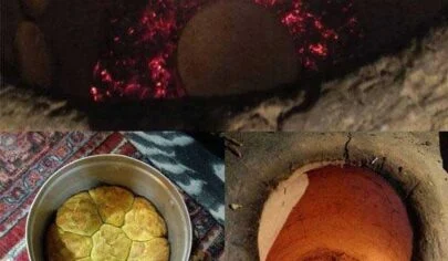 آموزش پخت نان محلی درون تنور سفالی