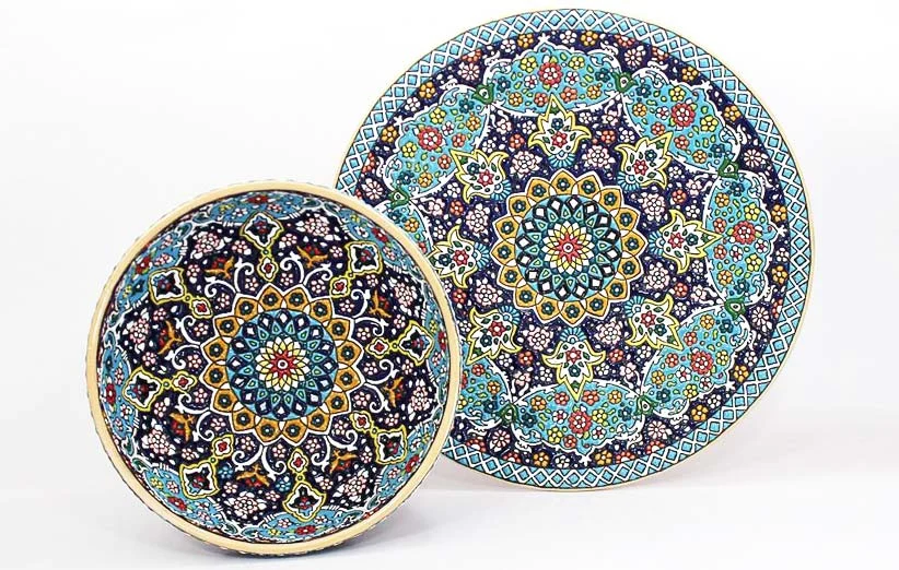 بشقاب میناکاری سفالی