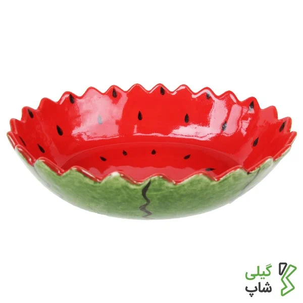 ظروف سفالی شب یلدا (14) سینی طرح دار سفالی شب یلدا