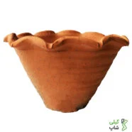 خرید گلدان سفالی خام لبه چین دار متوسط