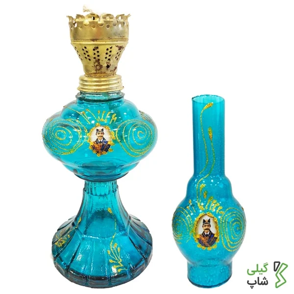 چراف فیروزه ای بزرگ (2)-min چراغ نسوز فیروزه ای 43cm طرح شاه عباسی | بزرگ