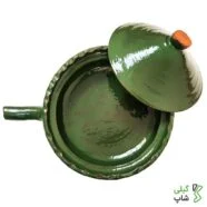 ماهیتابه سفالی لعاب دار دسته دار
